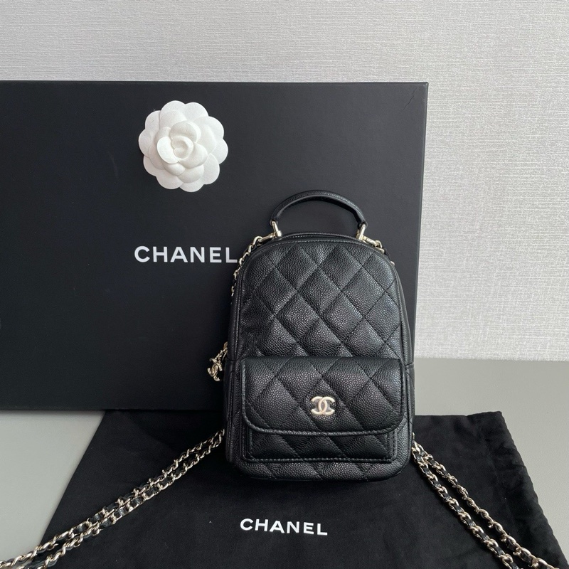 💎Chanel香奈兒｜24C黑色荔枝皮雙肩小書包｜芯片款98新-1