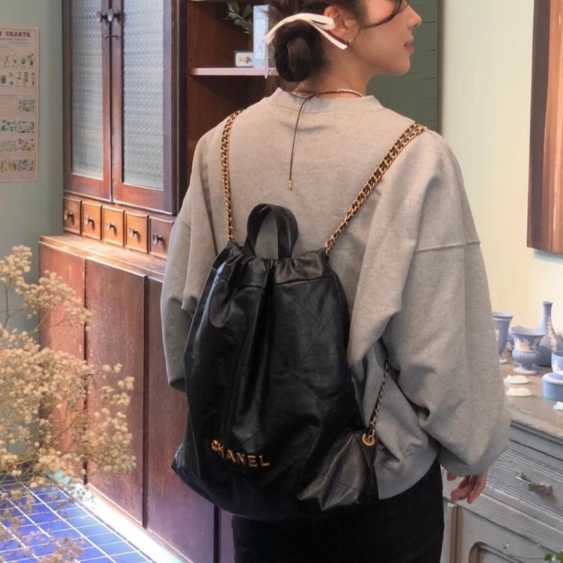 Chanel 香奈兒 22 bag 經典荔枝紋牛皮束口後背包 / 雙肩包-3