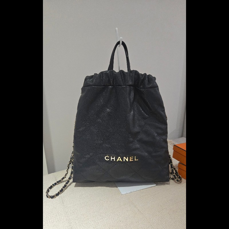 Chanel 香奈兒 22 bag 經典荔枝紋牛皮束口後背包 / 雙肩包-9