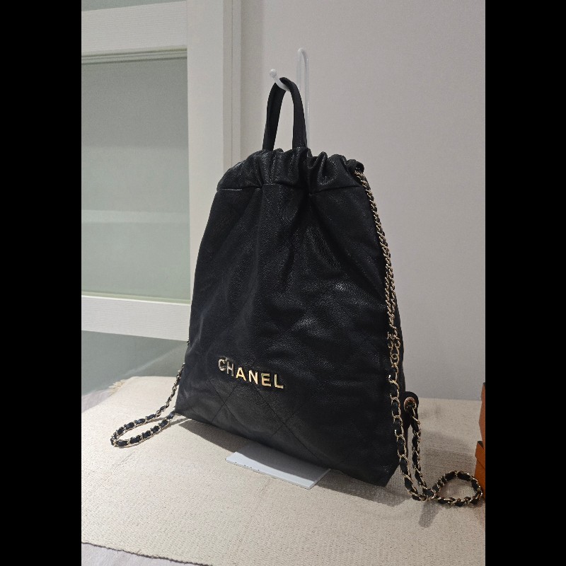 Chanel 香奈兒 22 bag 經典荔枝紋牛皮束口後背包 / 雙肩包-10