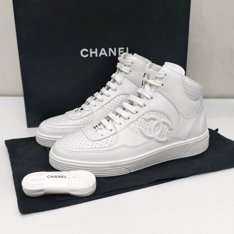Chanel香奈兒 空軍一號高幫運動鞋 白色37.5碼