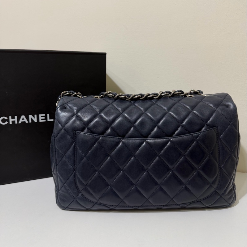 ✨Chanel Jumbo 深藍色銀扣 包型立體 內裡乾淨 💙-2