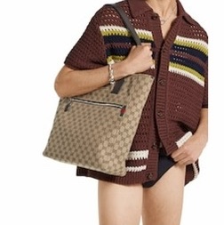 Gucci 男士 GG帆布中號托特包均碼碼中號、32cm*12cm*36cm-1