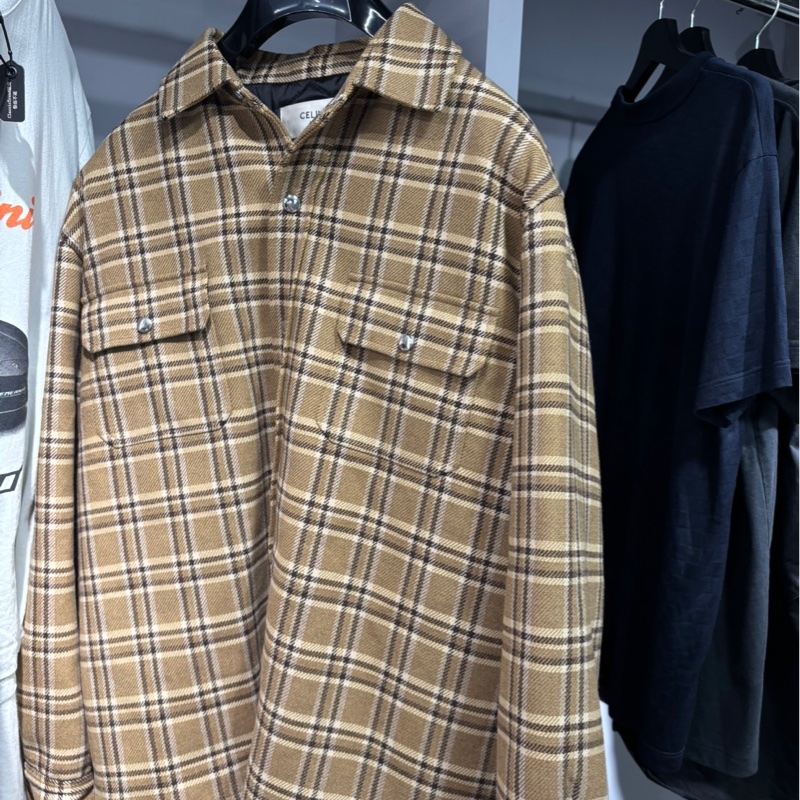 Justin Bieber著用🌟Celine 羊毛格紋襯衫外套|Classic Trend CT精品|台北東區實體-0