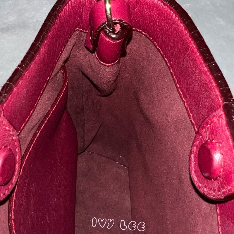 BURBERRY 紅麂皮水桶包 流蘇線條造型 金鍊條 斜背包 肩背包 正品 二手精品-5