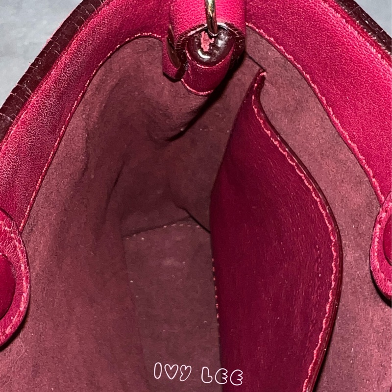 BURBERRY 紅麂皮水桶包 流蘇線條造型 金鍊條 斜背包 肩背包 正品 二手精品-6