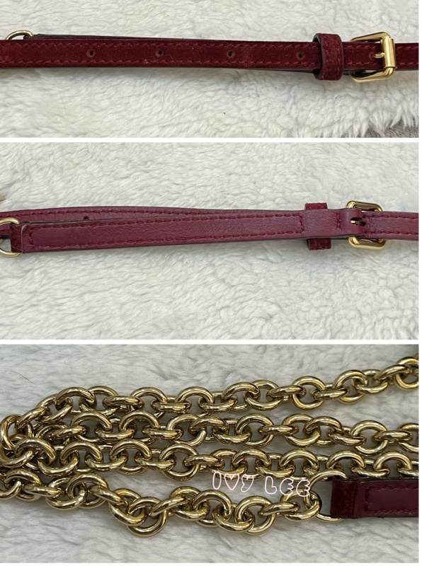 BURBERRY 紅麂皮水桶包 流蘇線條造型 金鍊條 斜背包 肩背包 正品 二手精品-11