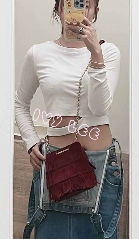 BURBERRY 紅麂皮水桶包 流蘇線條造型 金鍊條 斜背包 肩背包 正品 二手精品-27