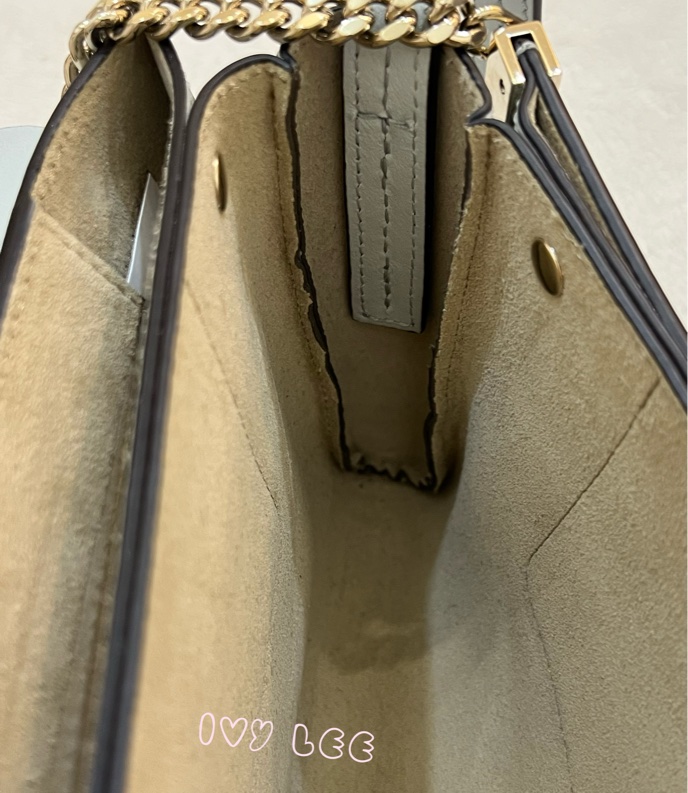 Chloé Faye 光滑小牛皮 絨面革麂皮拼接 淺灰 斜背包 肩背包 正品 二手精品-7