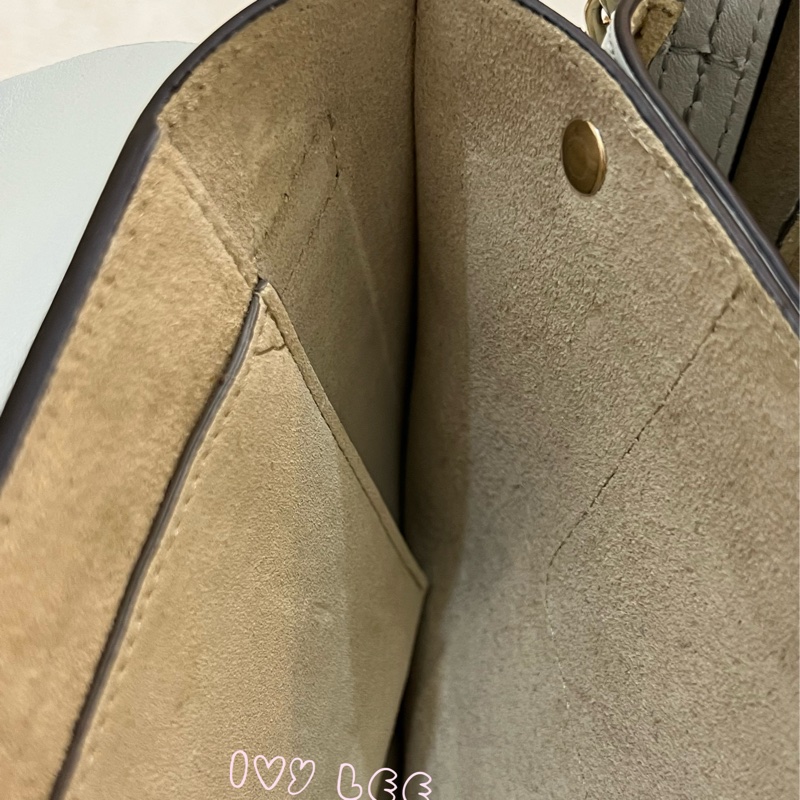Chloé Faye 光滑小牛皮 絨面革麂皮拼接 淺灰 斜背包 肩背包 正品 二手精品-10