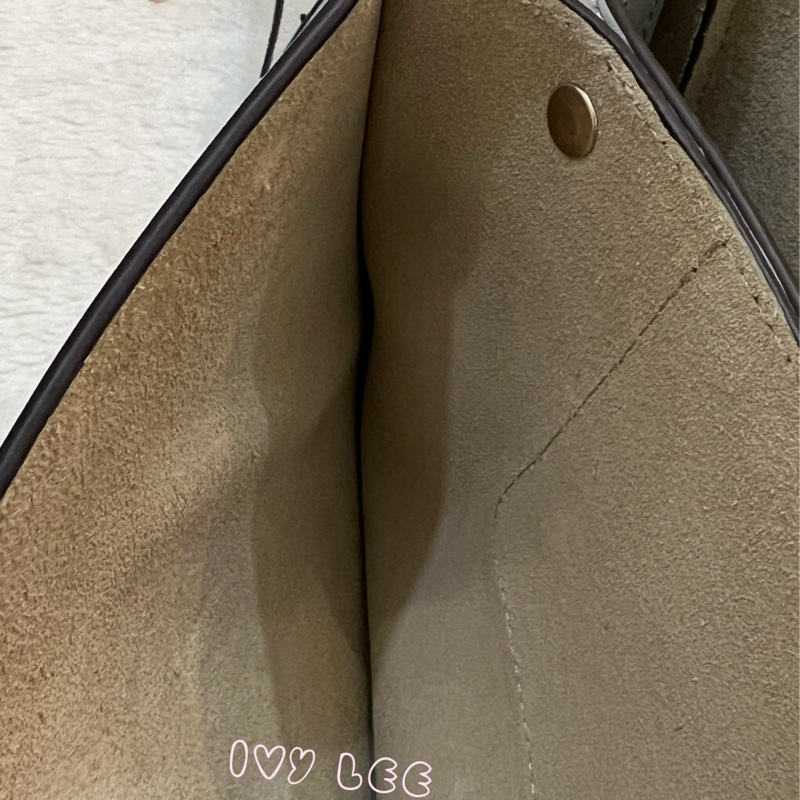 Chloé Faye 光滑小牛皮 絨面革麂皮拼接 淺灰 斜背包 肩背包 正品 二手精品-14
