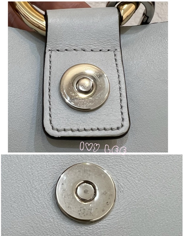 Chloé Faye 光滑小牛皮 絨面革麂皮拼接 淺灰 斜背包 肩背包 正品 二手精品-21