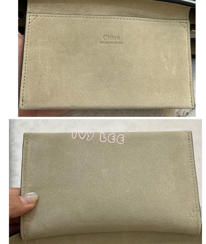 Chloé Faye 光滑小牛皮 絨面革麂皮拼接 淺灰 斜背包 肩背包 正品 二手精品-23