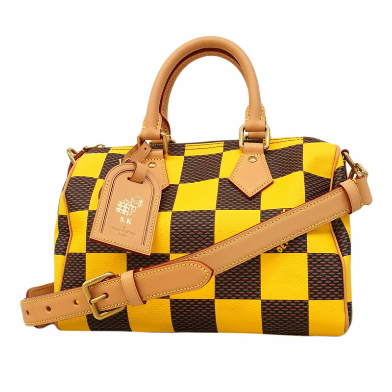 路易威登 Damier Pop Speedy Bandoulière 25 手提包 N40584 Jaune Matte 2way 女用包-0