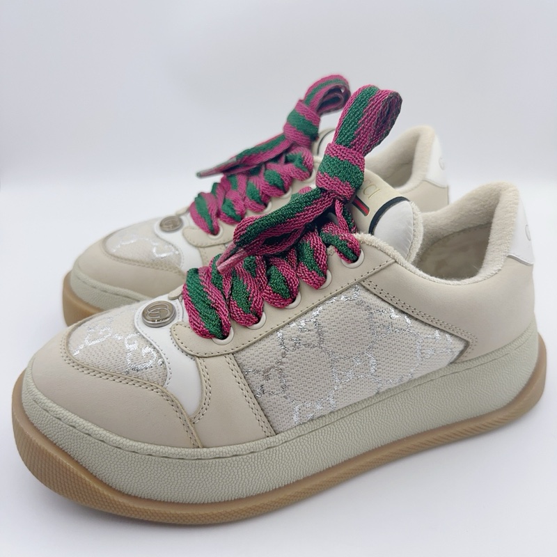 98新/古馳Gucci/36.5碼/銀絲滿印厚底胖丁-0