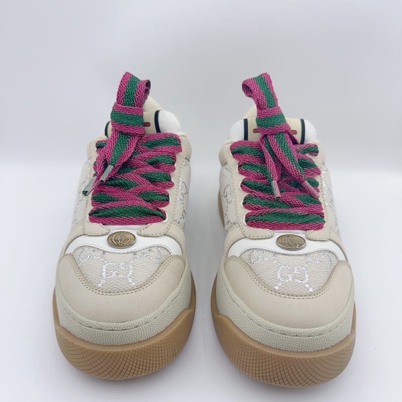 98新/古馳Gucci/36.5碼/銀絲滿印厚底胖丁-2