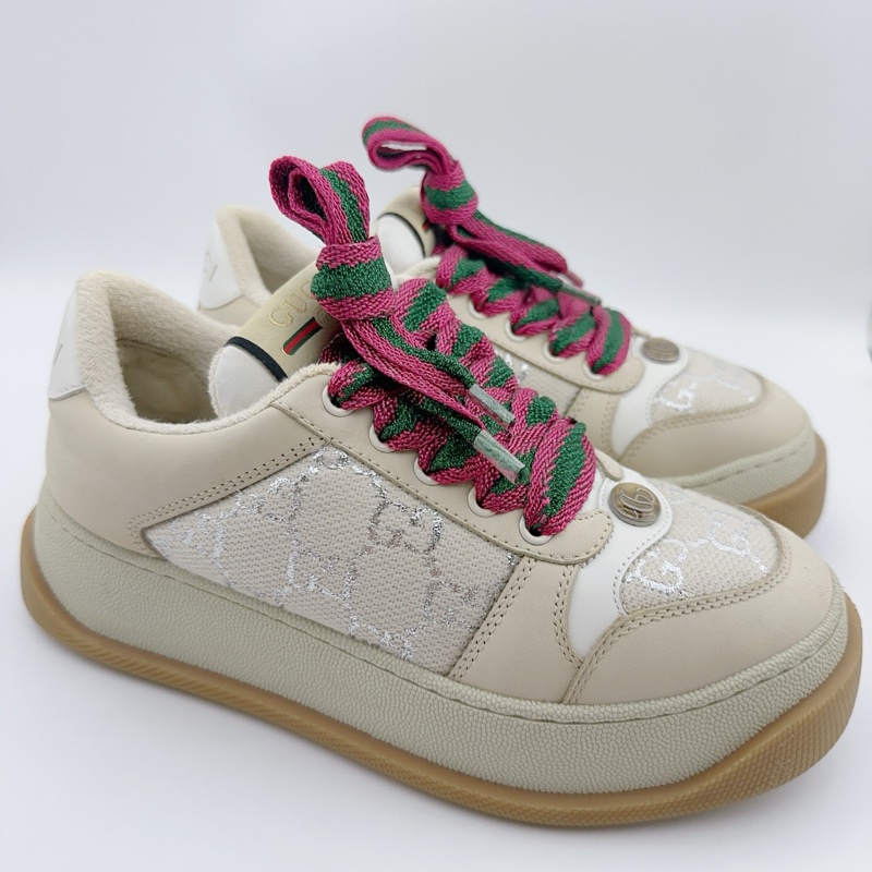98新/古馳Gucci/36.5碼/銀絲滿印厚底胖丁-4