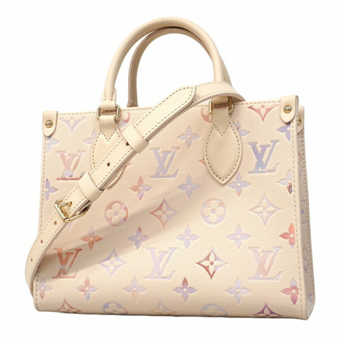 Louis Vuitton Monogram Empreinte OnTheGo PM 手提包，M25770，夢幻奶油色，女士兩用包。
