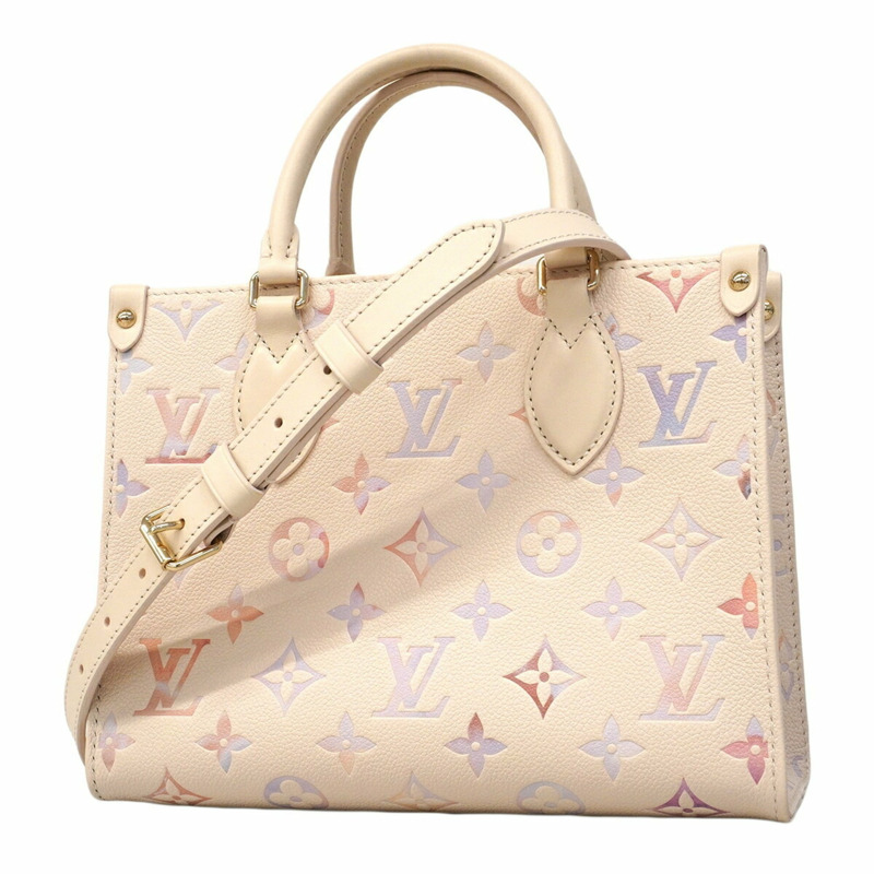 Louis Vuitton Monogram Empreinte OnTheGo PM 手提包,M25770,夢幻奶油色,女士兩用包。-0