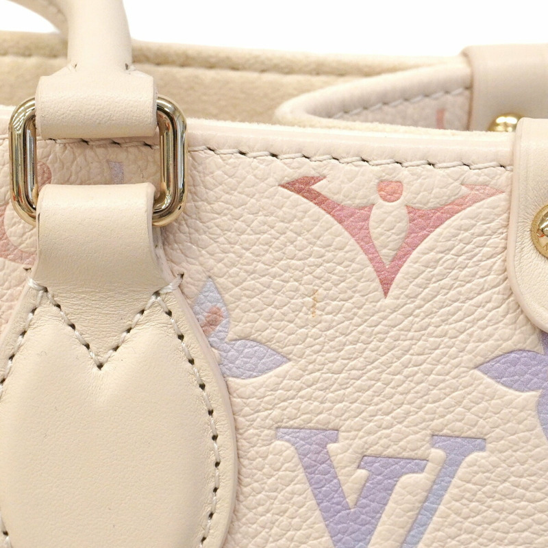 Louis Vuitton Monogram Empreinte OnTheGo PM 手提包,M25770,夢幻奶油色,女士兩用包。-8