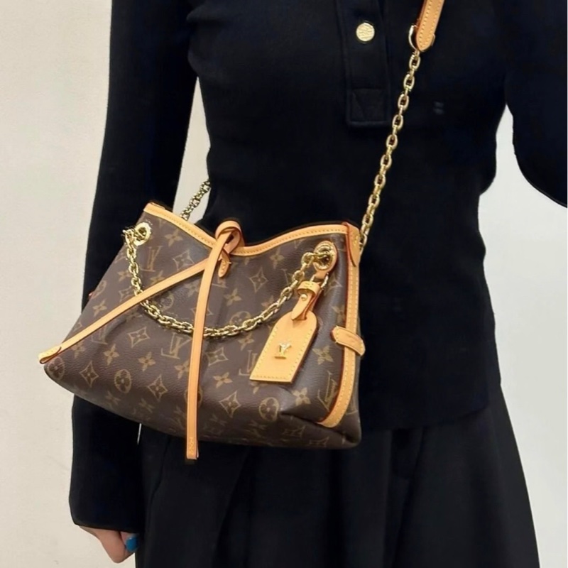 98新芯片款LV路易威登Carryall BB老花購物袋托特包-8