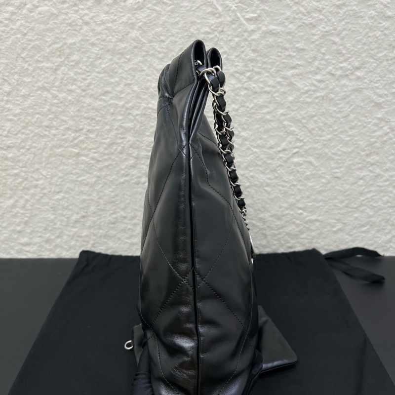 99新Chanel香奈兒黑色小牛皮銀扣22bag 中號鏈條包-3