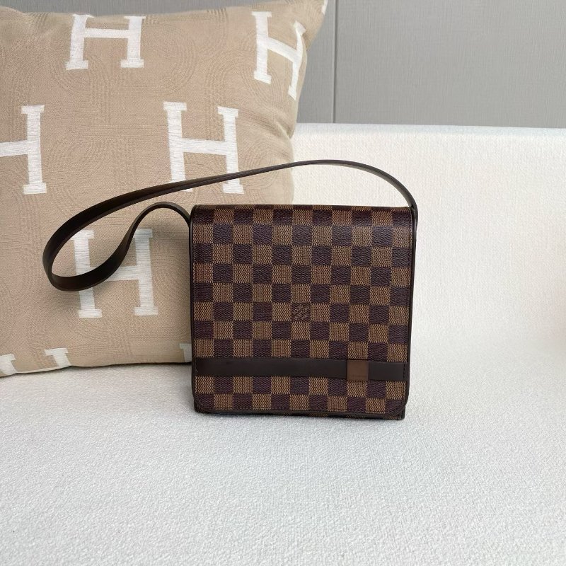 ️LV 中古棕棋盤格表參道盒子腋下包 19*19*7  99新配件塵袋-3