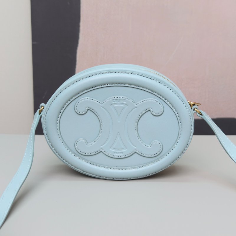 CELINE 藍色凱旋門豬鼻子圓餅包16*12.5*4 99新配件塵袋-4