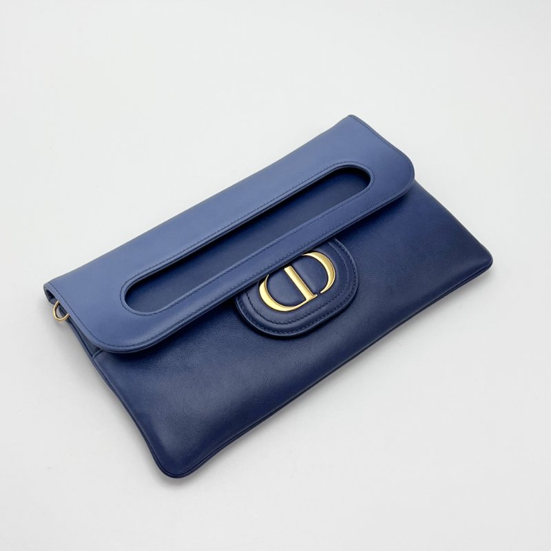 ️DIOR 藍色漸變金扣 double系列信封鏈條手拿包 27*16*1 98新配件塵袋吊牌-2