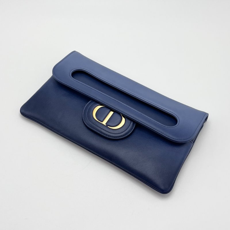 ️DIOR 藍色漸變金扣 double系列信封鏈條手拿包 27*16*1 98新配件塵袋吊牌-3