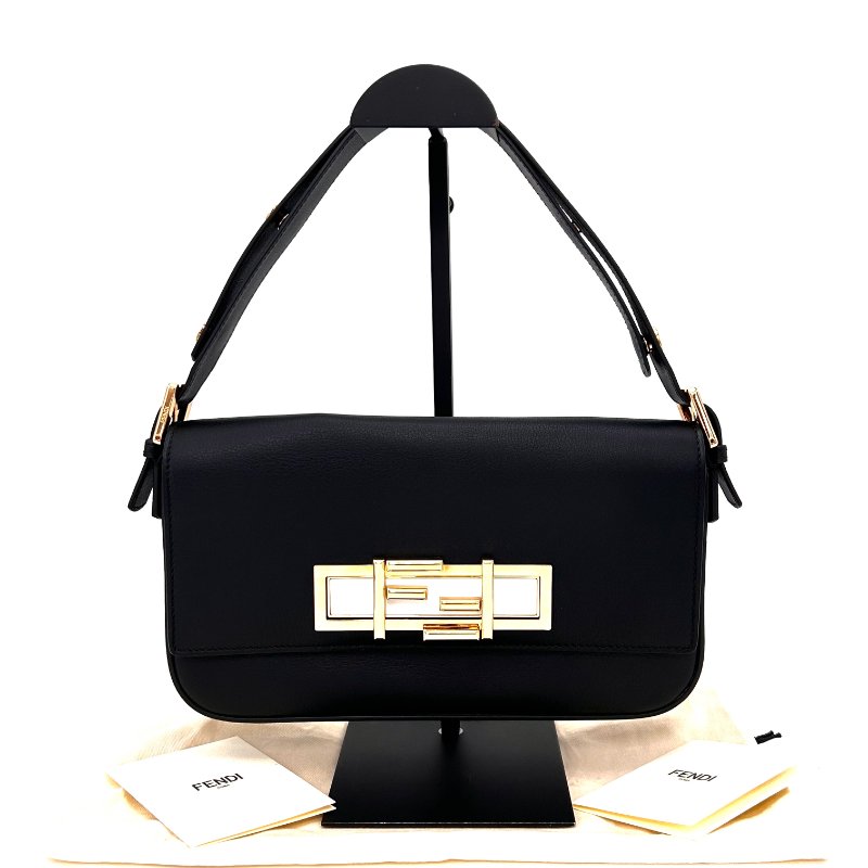 FENDI 黑金雙F旋轉扣法棍腋下包 27*15*5 98新配件塵袋-1