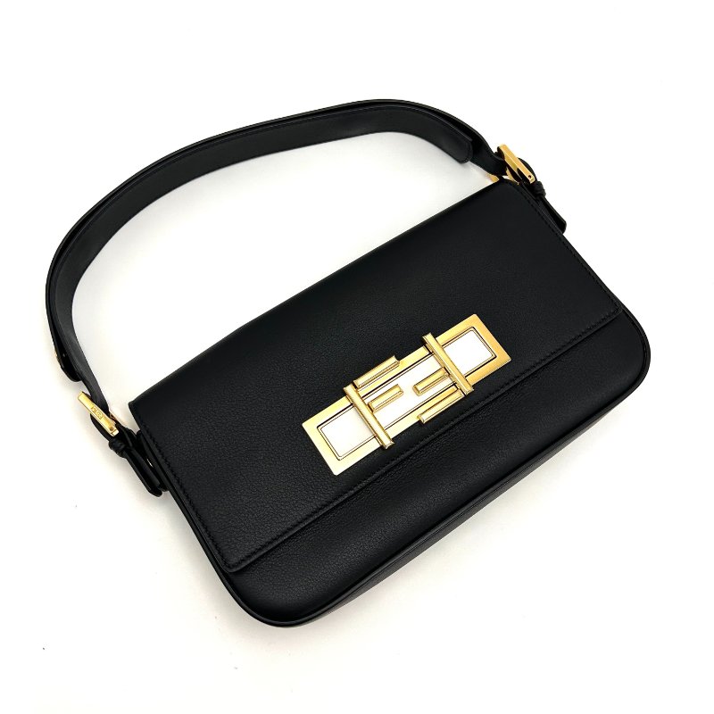 FENDI 黑金雙F旋轉扣法棍腋下包 27*15*5 98新配件塵袋-3