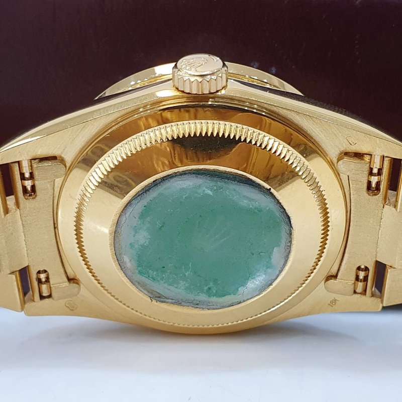 【大眾名錶】ROLEX勞力士18238 Day-Date 蠔式18K 精鑲鑽圈 精鑲鑽帶 金布紋T柱面 大眾名錶G305-6