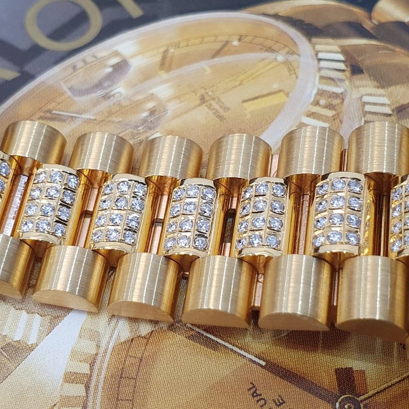 【大眾名錶】ROLEX勞力士18238 Day-Date 蠔式18K 精鑲鑽圈 精鑲鑽帶 金布紋T柱面 大眾名錶G305-7