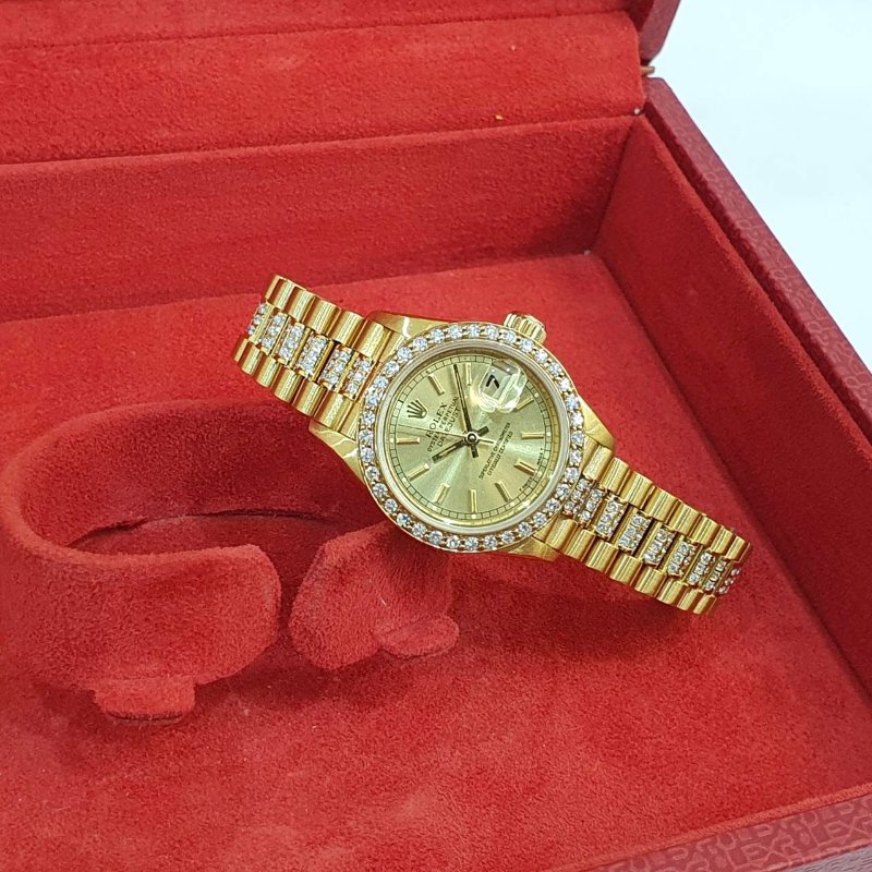 【大眾名錶】ROLEX 勞力士69178 Datejust 女錶蠔式18K 精鑲鑽圈 原帶未整理 大眾名錶G306-1