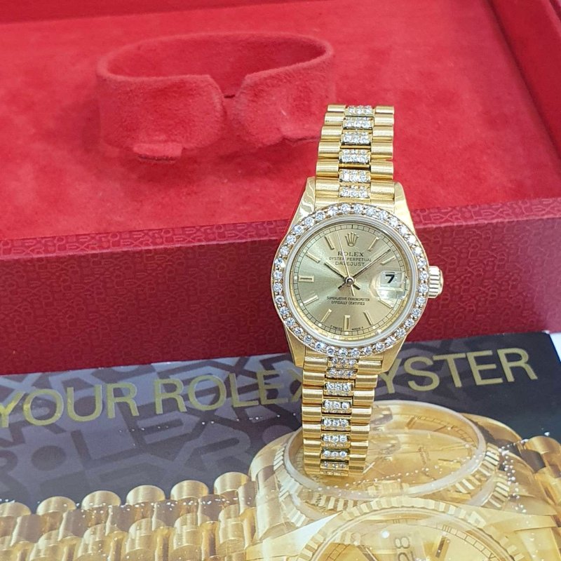 【大眾名錶】ROLEX 勞力士69178 Datejust 女錶蠔式18K 精鑲鑽圈 原帶未整理 大眾名錶G306-4