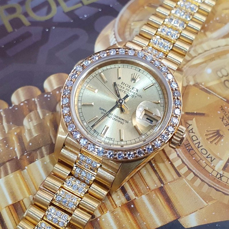 【大眾名錶】ROLEX 勞力士69178 Datejust 女錶蠔式18K 精鑲鑽圈 原帶未整理 大眾名錶G306-5
