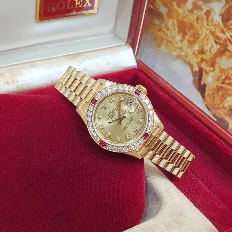 【大眾名錶】ROLEX勞力士 69178 Datejust 蠔式18K 紅蟳女錶 後加紅寶鑽石圈 大眾名錶B1345-2