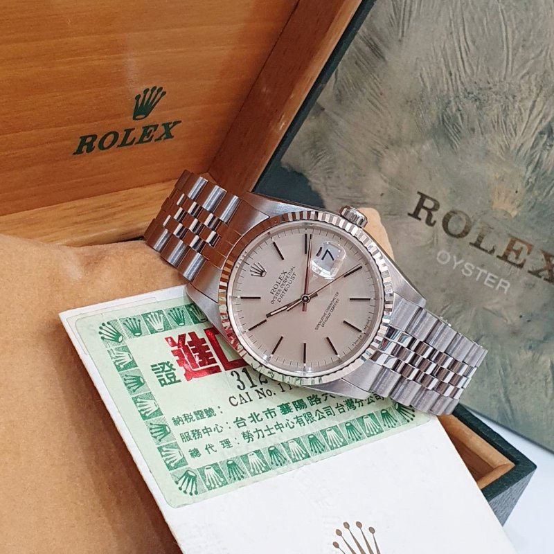 【大眾名錶】ROLEX勞力士 16234 Datejust 蠔式日誌 台灣保單 銀色T柱面盤 底蓋原廠貼紙 錶徑36mm B1346-2