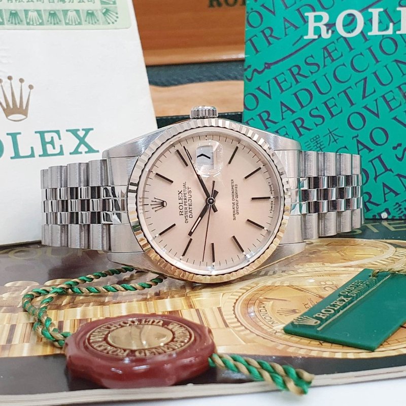 【大眾名錶】ROLEX勞力士 16234 Datejust 蠔式日誌 台灣保單 銀色T柱面盤 底蓋原廠貼紙 錶徑36mm B1346-4