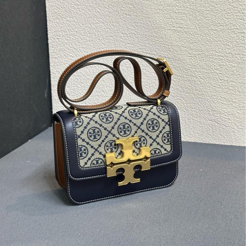 全新Tory Burch T Monogram 老花藍色小號金磚-1