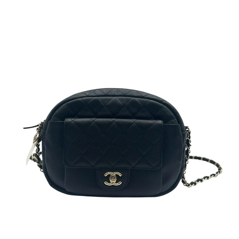 【美收精品】CHANEL 黑皮革荔枝圓餅肩背包 C-568【隔月月中將轉賣至日本 上架期限30天】-0