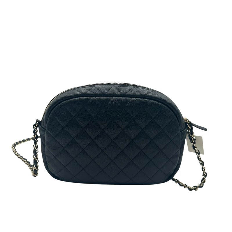 【美收精品】CHANEL 黑皮革荔枝圓餅肩背包 C-568【隔月月中將轉賣至日本 上架期限30天】-1