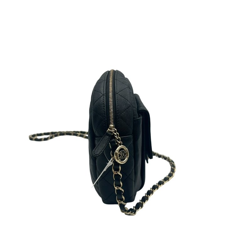 【美收精品】CHANEL 黑皮革荔枝圓餅肩背包 C-568【隔月月中將轉賣至日本 上架期限30天】-2