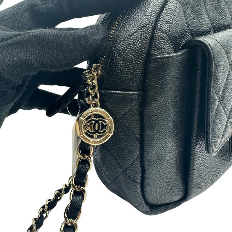 【美收精品】CHANEL 黑皮革荔枝圓餅肩背包 C-568【隔月月中將轉賣至日本 上架期限30天】-5