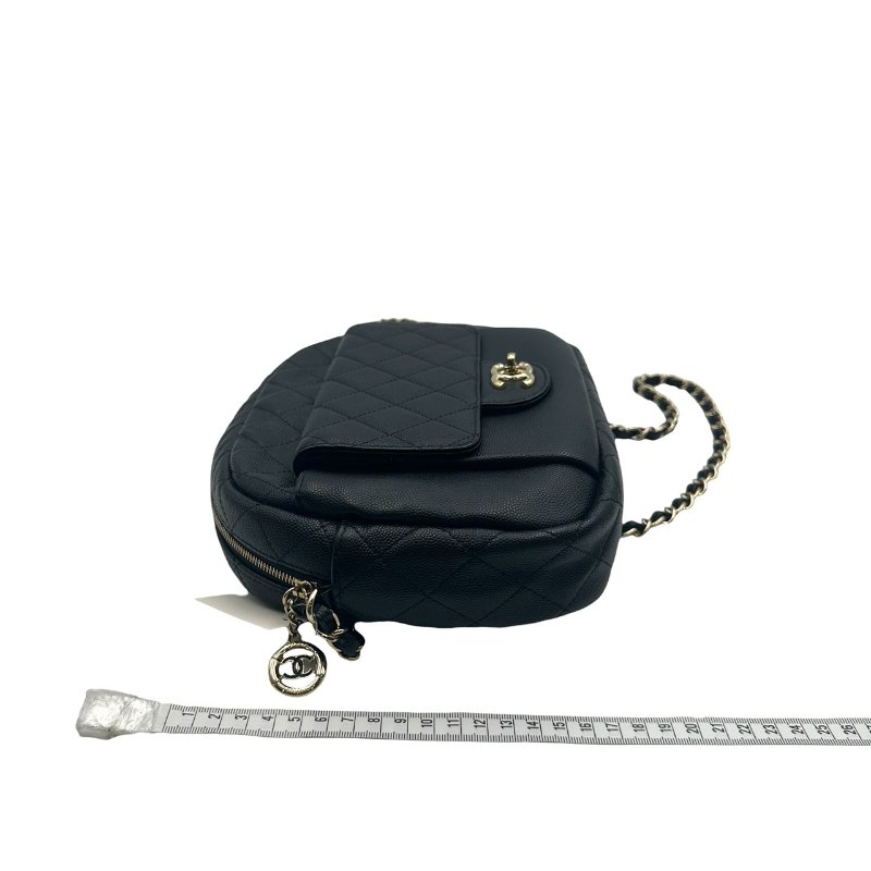 【美收精品】CHANEL 黑皮革荔枝圓餅肩背包 C-568【隔月月中將轉賣至日本 上架期限30天】-12