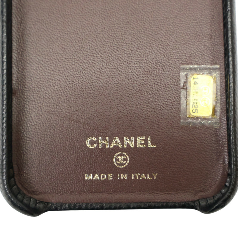 黑色 荔枝紋 牛皮 iphone X/XS 手機殼【CHANEL 香奈兒】 A83565-4