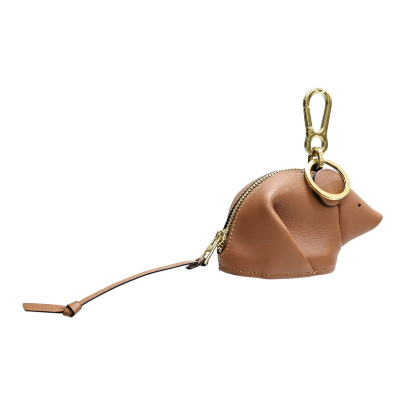 棕色 牛皮 老鼠 掛飾 零錢包【LOEWE 羅威】-1