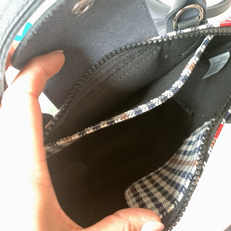 Longchamp XS 毛呢格紋手提側背包-6