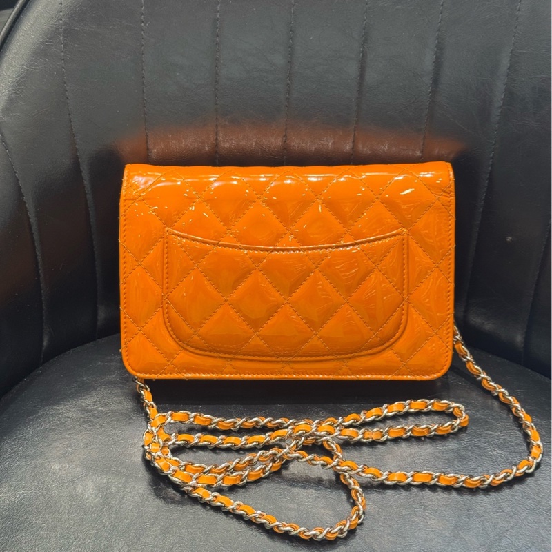 香奈兒Chanel 漆皮 橙色woc 尺寸約19*12*3.5 20開-2